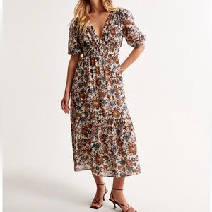 Abercrombie Floaty Plunge Midi Dress
